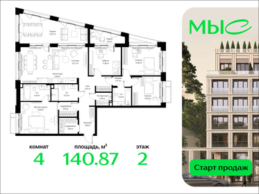 Квартира 140,9 м², 4-комнатная - изображение 1