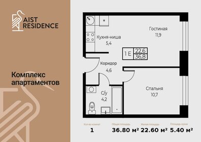 Квартира 36,8 м², 2-комнатные - изображение 1