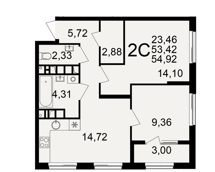 101,7 м², 2-комнатная квартира 6 916 022 ₽ - изображение 18