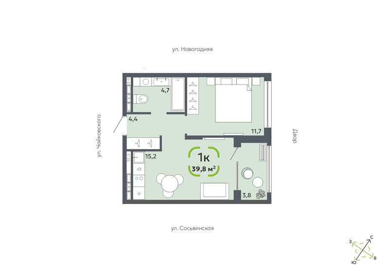 40,2 м², 1-комнатная квартира 5 100 000 ₽ - изображение 101