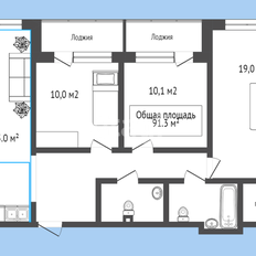 Квартира 91,3 м², 3-комнатная - изображение 2
