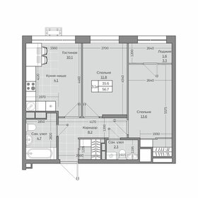 Квартира 56,7 м², 3-комнатная - изображение 1