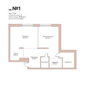 Квартира 83,4 м², 2-комнатная - изображение 1