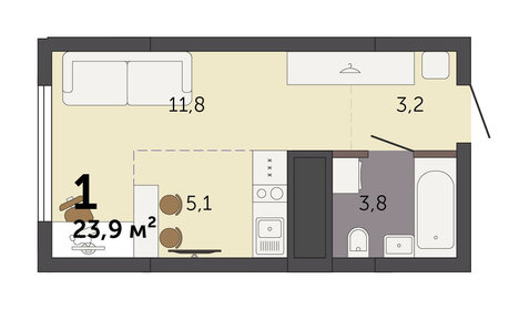 Квартира 23,9 м², студия - изображение 2
