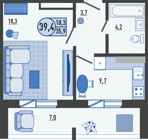37 м², 1-комнатная квартира 2 950 000 ₽ - изображение 98