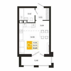 Квартира 33,9 м², студия - изображение 3