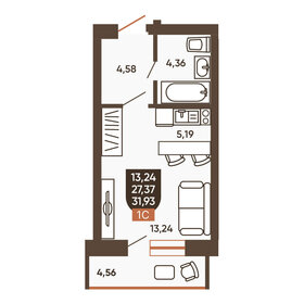 Квартира 31,9 м², 1-комнатная - изображение 1