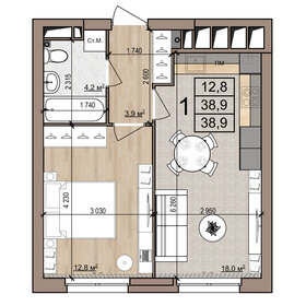 Квартира 38,9 м², 1-комнатная - изображение 1