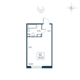 Квартира 30 м², студия - изображение 1