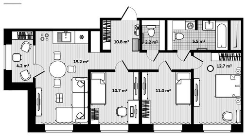 Квартира 76,2 м², 3-комнатная - изображение 1