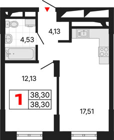 Квартира 38,4 м², 1-комнатная - изображение 1