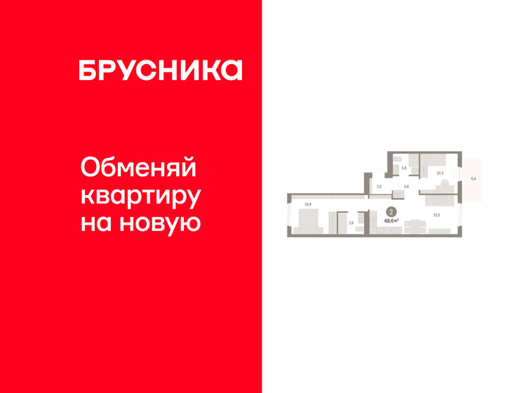 58,6 м², 2-комнатная квартира 8 800 000 ₽ - изображение 100