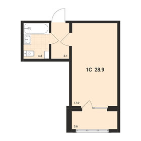 Квартира 28,9 м², 1-комнатная - изображение 1