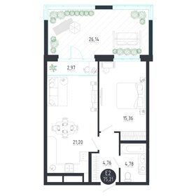 Квартира 75,2 м², 1-комнатная - изображение 1