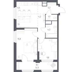 Квартира 58,5 м², 2-комнатная - изображение 1
