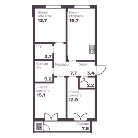 Квартира 83,6 м², 3-комнатная - изображение 3