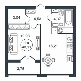 Квартира 43,1 м², 1-комнатная - изображение 1
