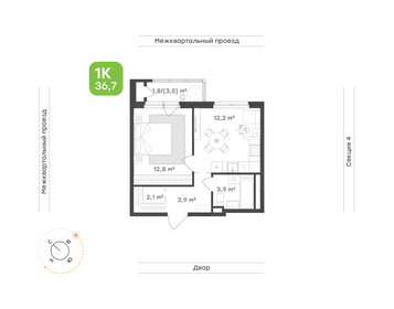 Квартира 36,7 м², 1-комнатная - изображение 1