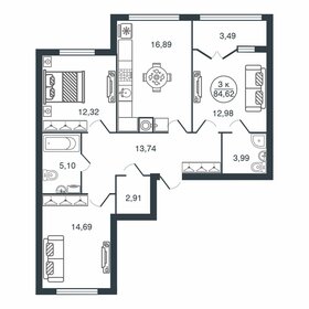 Квартира 84,6 м², 3-комнатная - изображение 1