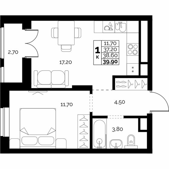 37,6 м², 1-комнатная квартира 8 120 000 ₽ - изображение 15