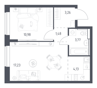 Квартира 40,9 м², 1-комнатная - изображение 1