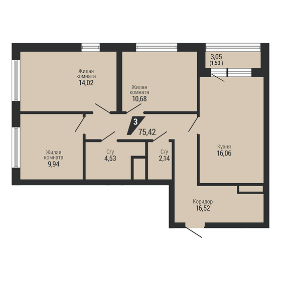 92,2 м², 4-комнатная квартира 12 450 000 ₽ - изображение 102