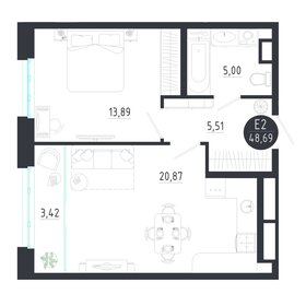 Квартира 48,7 м², 1-комнатная - изображение 1