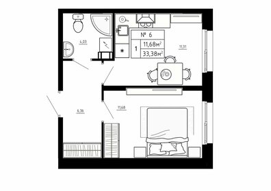 Квартира 33,4 м², 1-комнатная - изображение 1