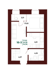 Квартира 34,3 м², 1-комнатная - изображение 1