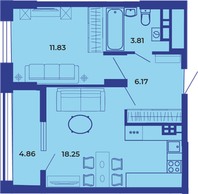Квартира 44,9 м², 1-комнатная - изображение 1