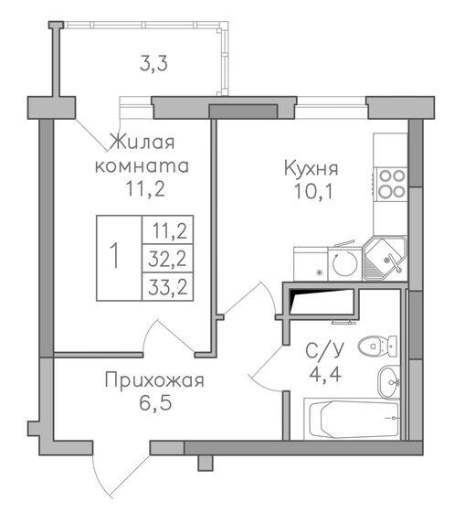 28,9 м², 1-комнатная квартира 3 300 000 ₽ - изображение 18