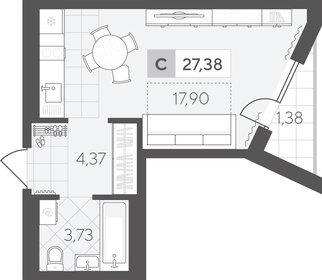 Квартира 27,4 м², студия - изображение 1