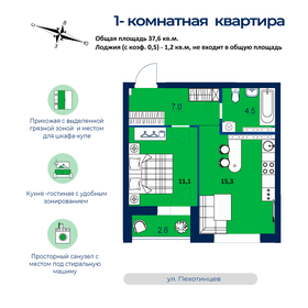 Квартира 37,6 м², 1-комнатная - изображение 1
