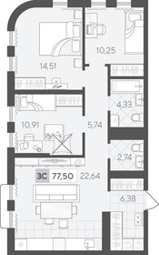 Квартира 77,5 м², 3-комнатная - изображение 1