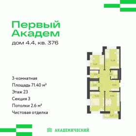 Квартира 71,4 м², 3-комнатная - изображение 1