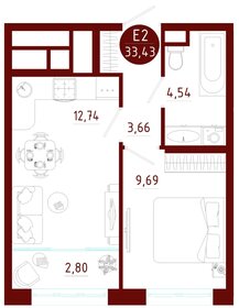 Квартира 33,4 м², 1-комнатная - изображение 1