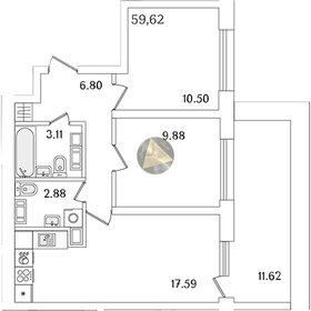 Квартира 59,6 м², 2-комнатная - изображение 1