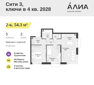 Квартира 54,3 м², 2-комнатная - изображение 1