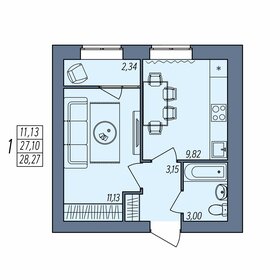 Квартира 28,3 м², 1-комнатная - изображение 1