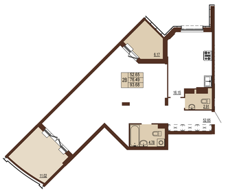 Квартира 94,3 м², 2-комнатная - изображение 1