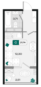 Квартира 21,7 м², студия - изображение 1