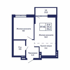 Квартира 35,6 м², 2-комнатная - изображение 1