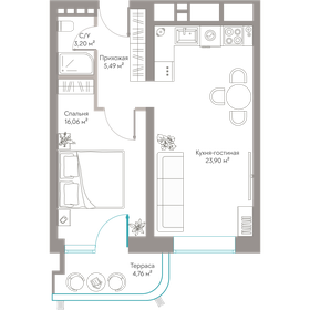 Квартира 53,4 м², 1-комнатные - изображение 1