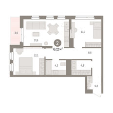 Квартира 67,2 м², 2-комнатная - изображение 2