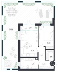 Квартира 129 м², 1-комнатная - изображение 1