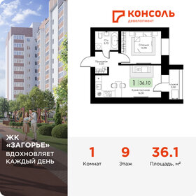 Квартира 36,1 м², 1-комнатная - изображение 1