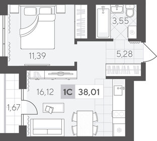 Квартира 38 м², 1-комнатная - изображение 1