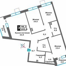 Квартира 96,1 м², 3-комнатная - изображение 2