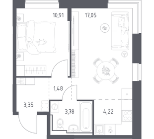 Квартира 40,8 м², 1-комнатная - изображение 1