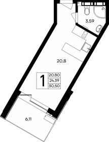 Квартира 30,5 м², 1-комнатные - изображение 1